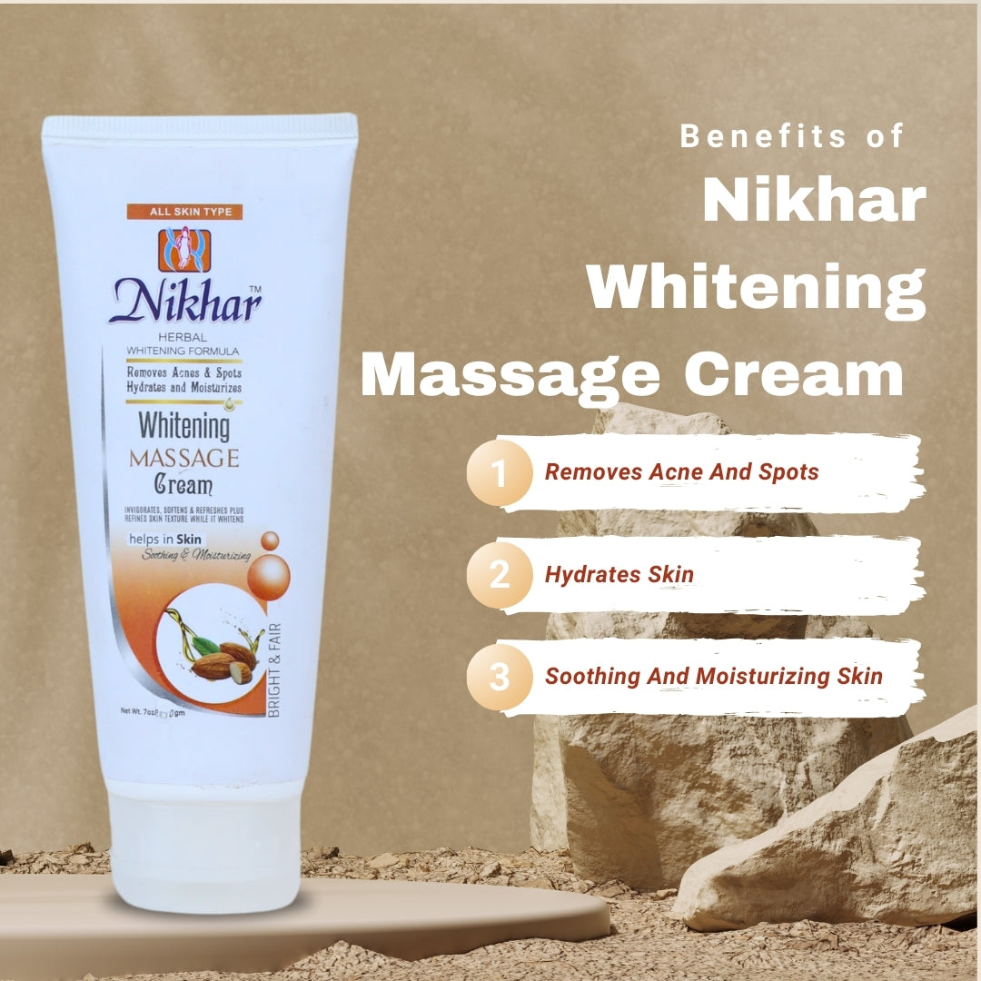 Nikhar Herbal Whitening Almond Massage Cream 200gm